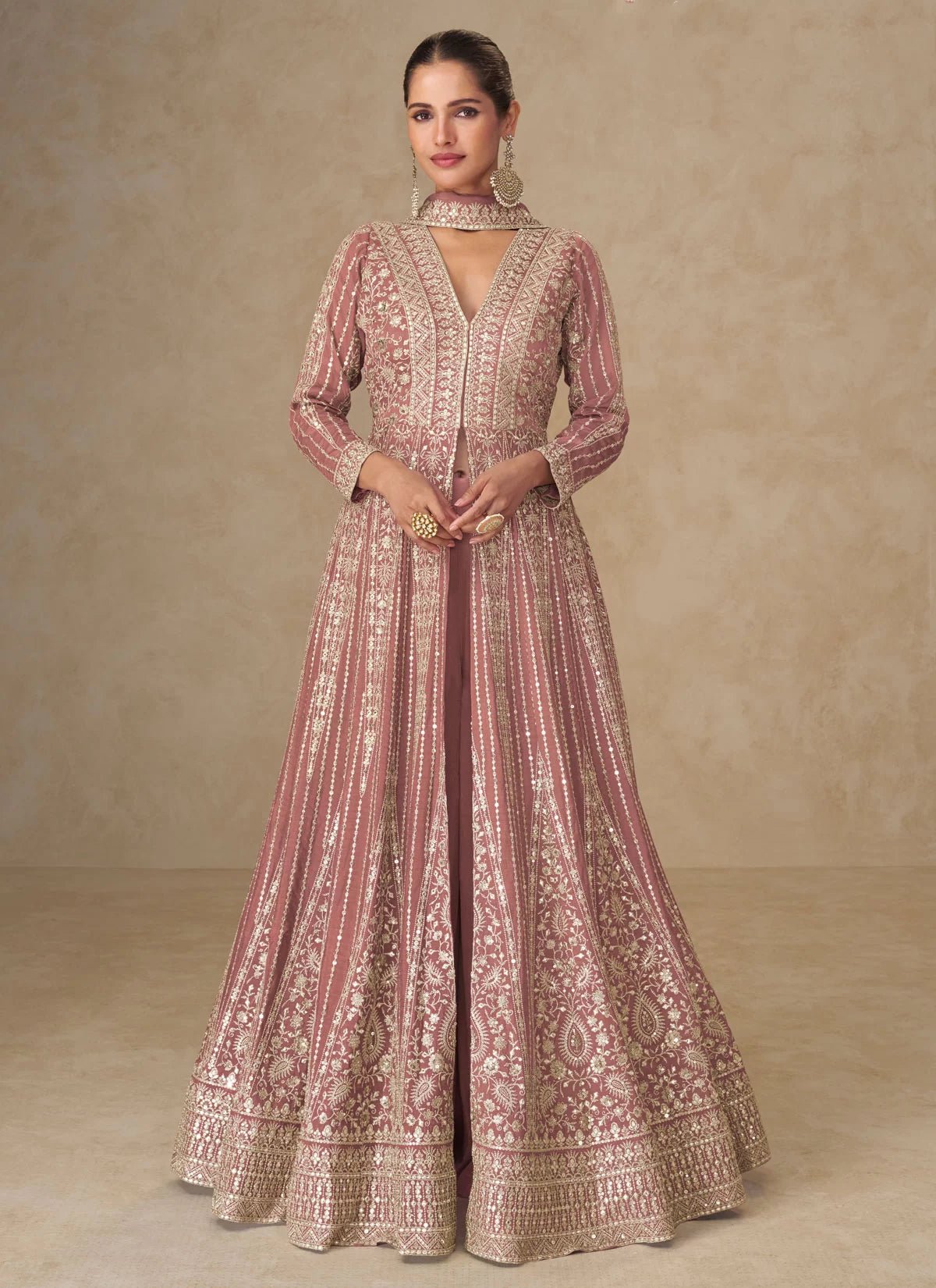 Elegant Salmon AMBJ - Indian Dress House 786