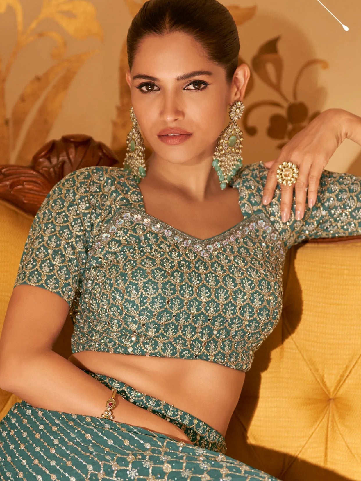 Elegant Teal & Gold SYLP - Indian Dress House 786