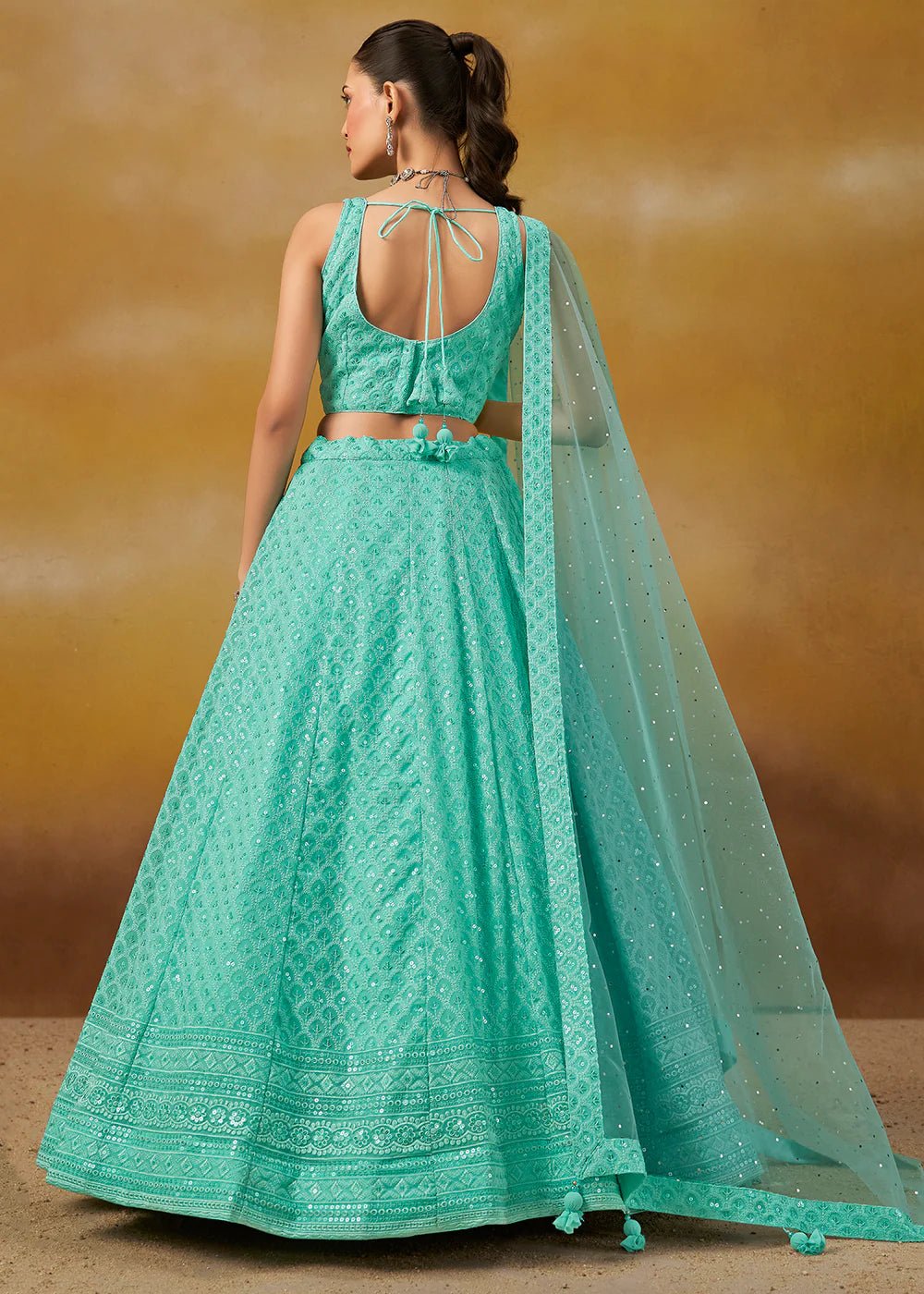 Elegant Turquoise ZFL - Indian Dress House 786
