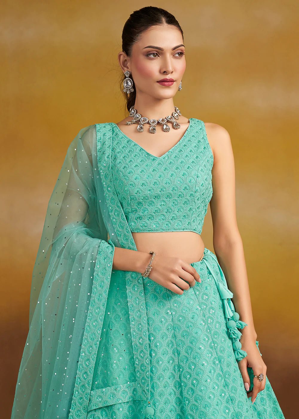 Elegant Turquoise ZFL - Indian Dress House 786