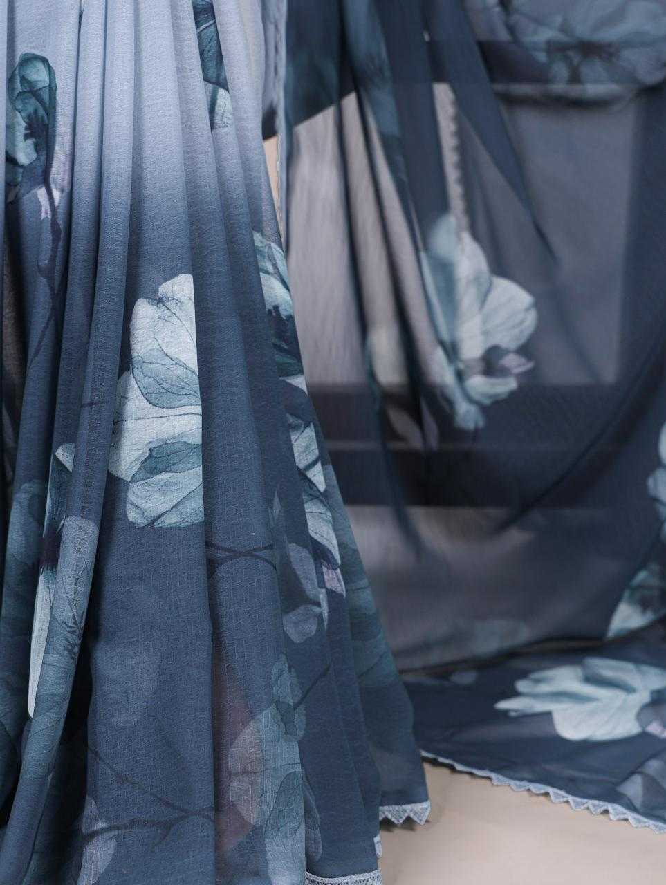 Elegant Two Tone Blue Floral YNF Saree - Indian Dress House 786