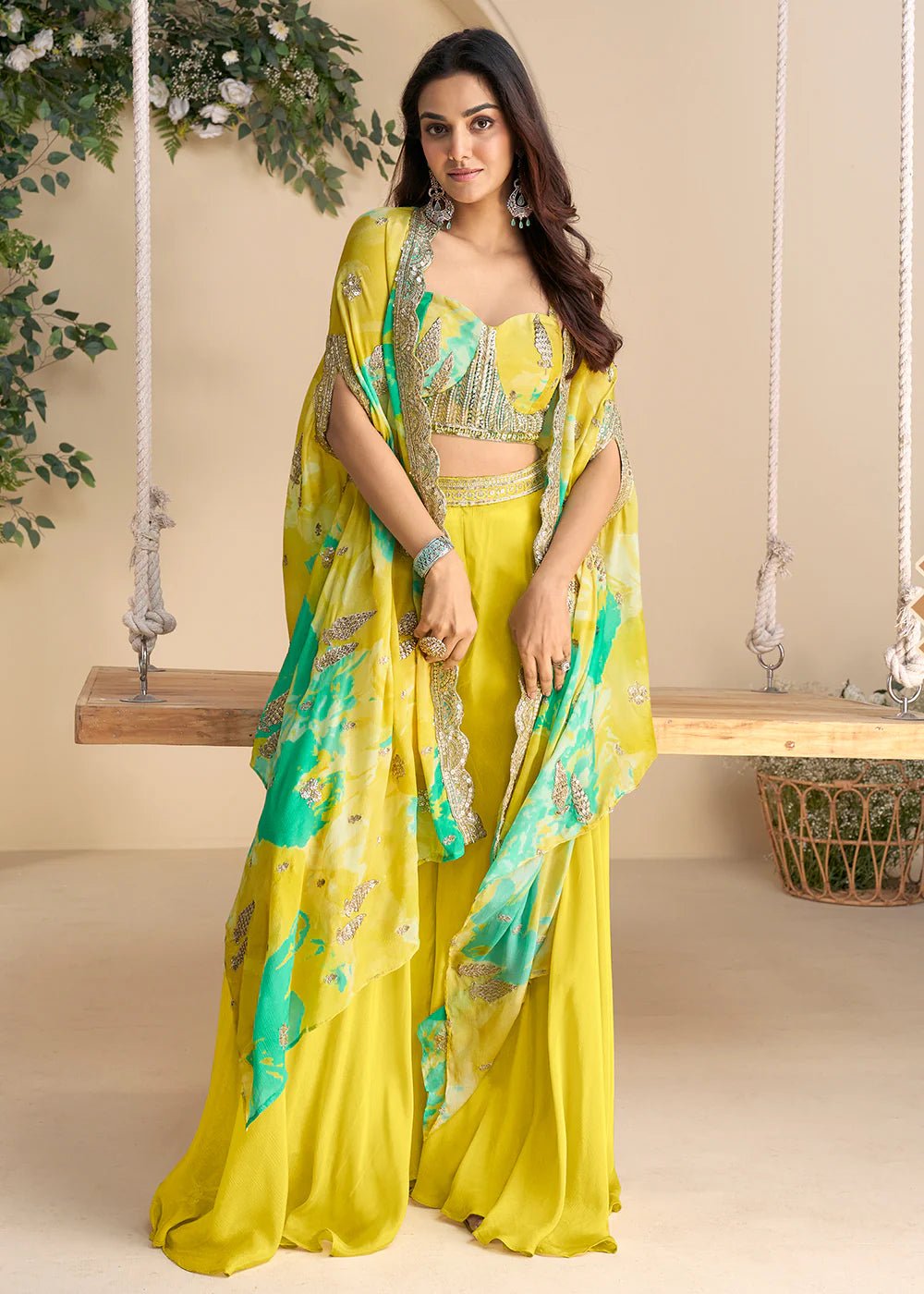Elegant Yellow Floral SWYN - Indian Dress House 786