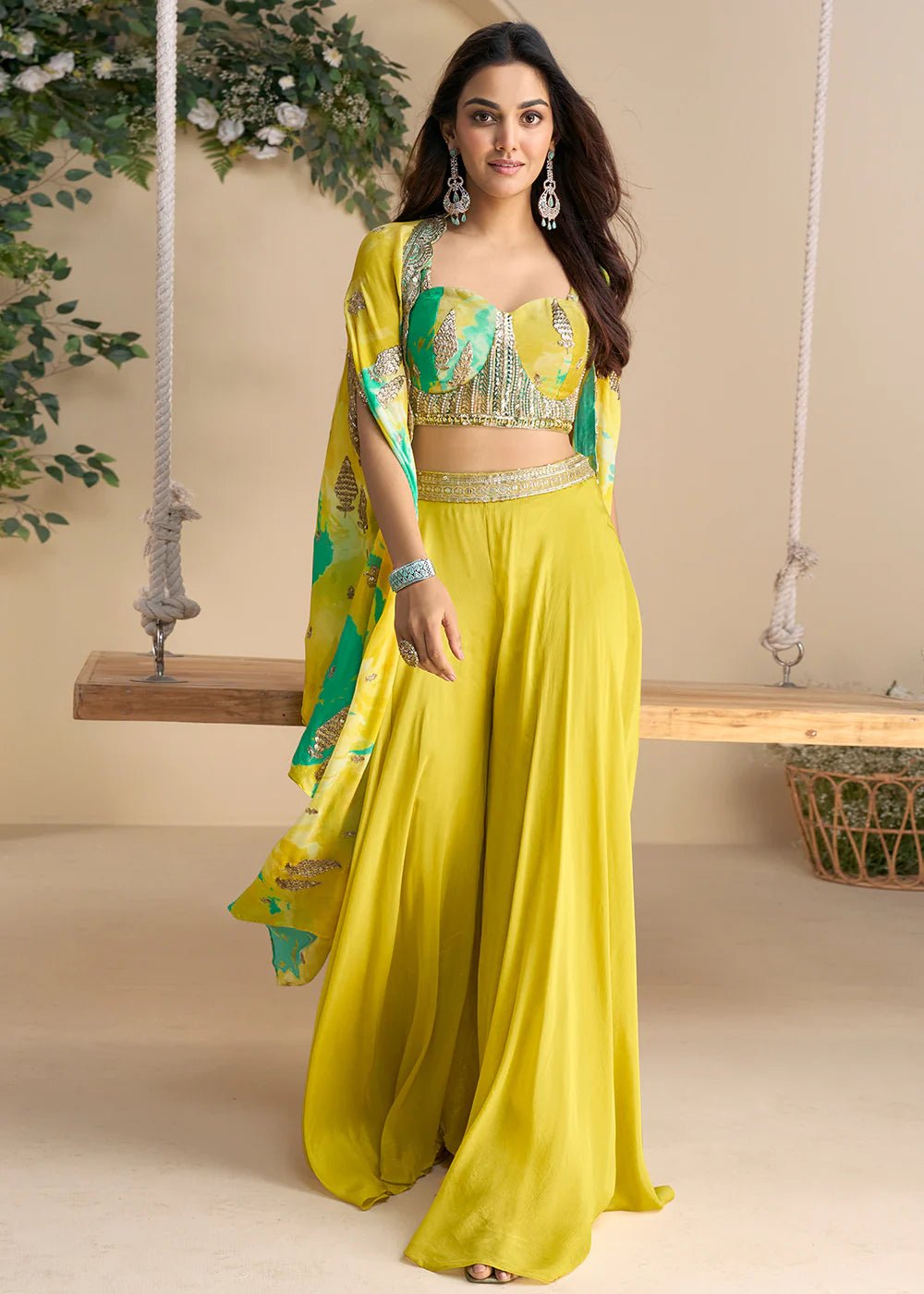 Elegant Yellow Floral SWYN - Indian Dress House 786