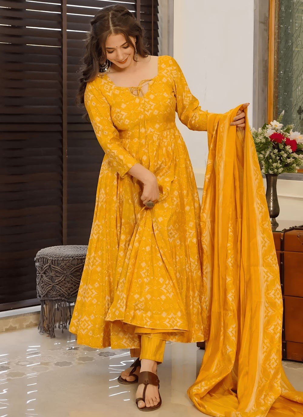 Elegant Yellow LC VYM 1007 FVD - Indian Dress House 786