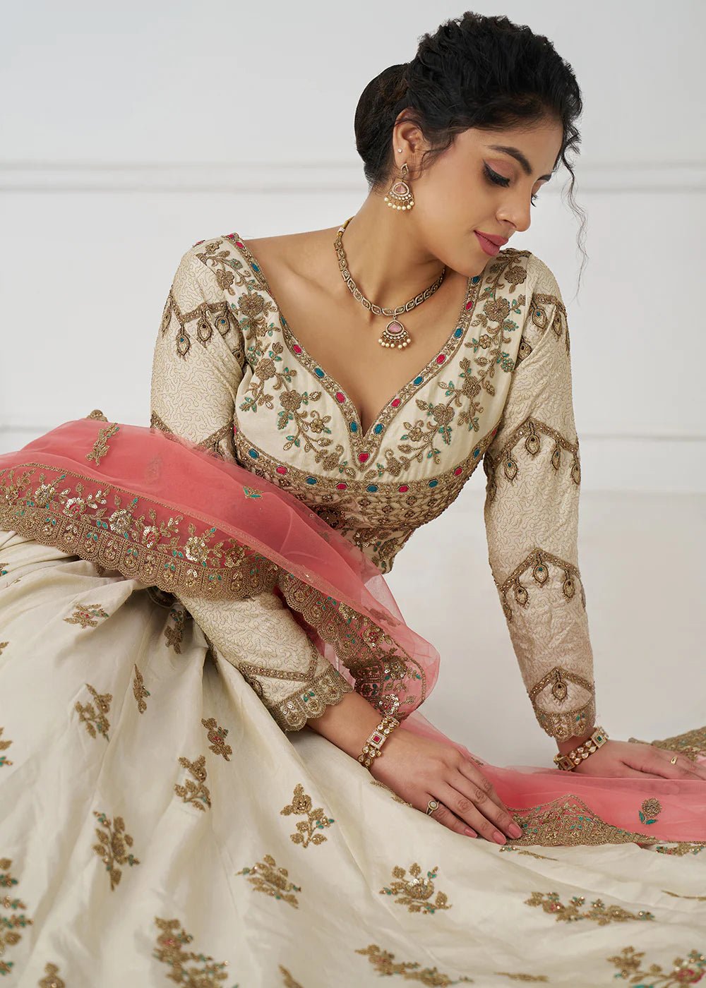 Ethereal White Floral KFBL - Indian Dress House 786