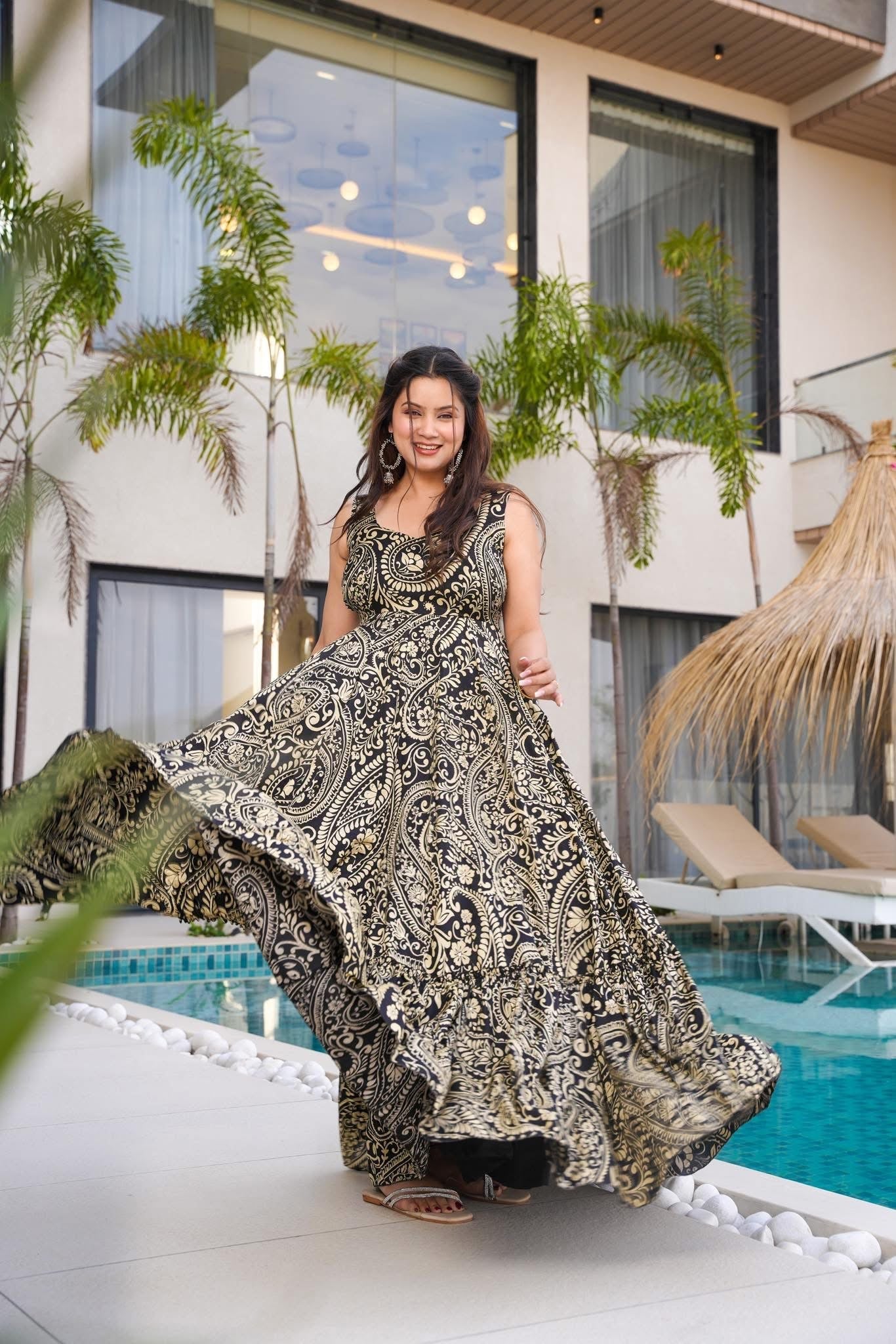 Exclusive Abstract Black LC 25001 FVD - Indian Dress House 786