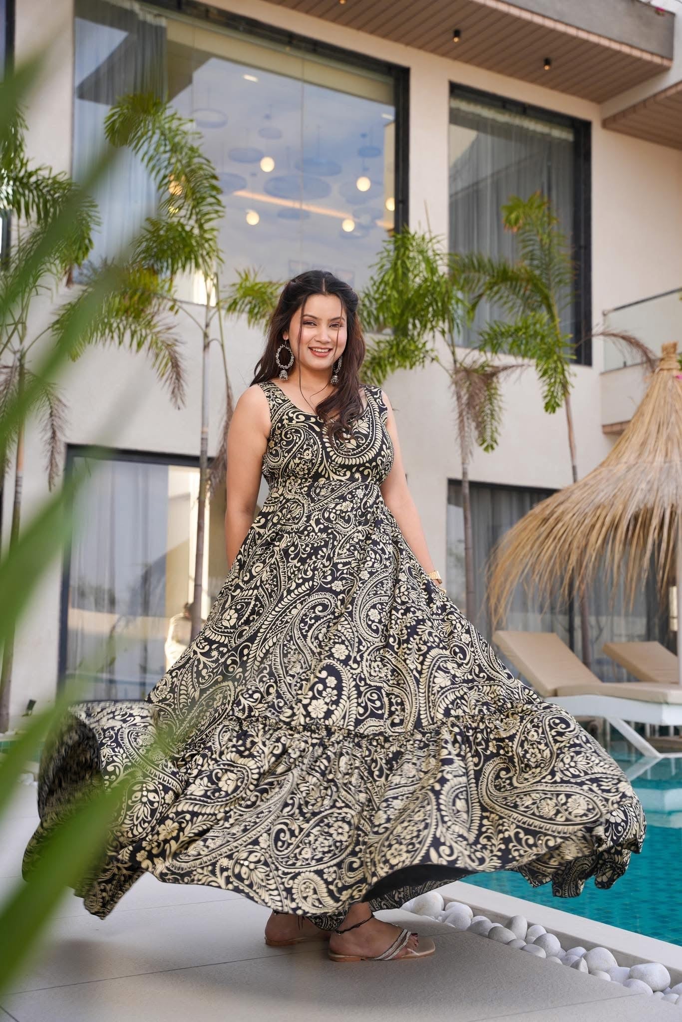 Exclusive Abstract Black LC 25001 FVD - Indian Dress House 786
