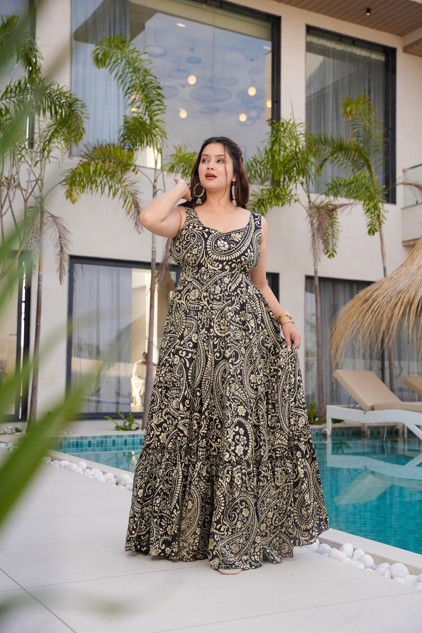 Exclusive Abstract Black LC 25001 FVD - Indian Dress House 786