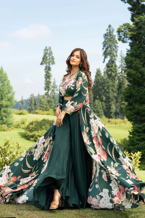 Exclusive Floral Green SHIV - Indian Dress House 786
