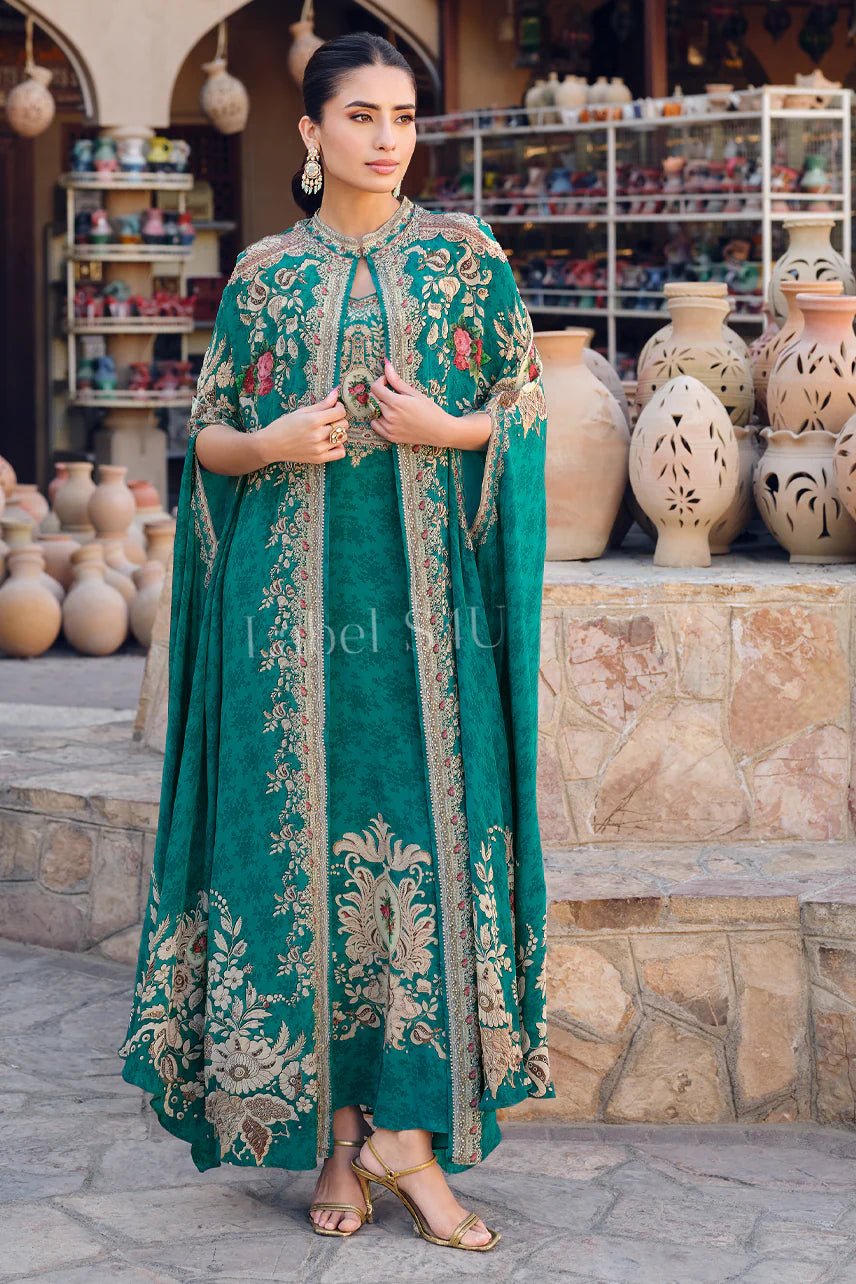 Exclusive Green Floral E SHIV - Indian Dress House 786