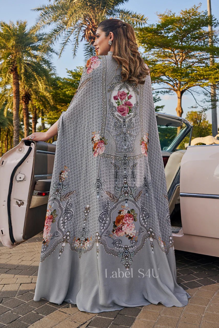 Exclusive Grey Floral Cape SHIV - Indian Dress House 786