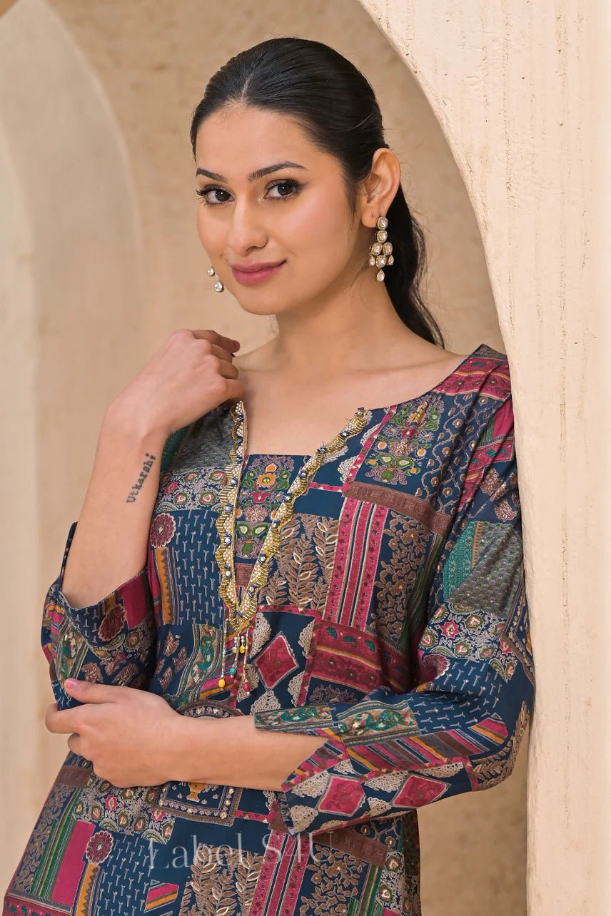 Exclusive Multi Color Grey Blue S4UKT FVD - Indian Dress House 786