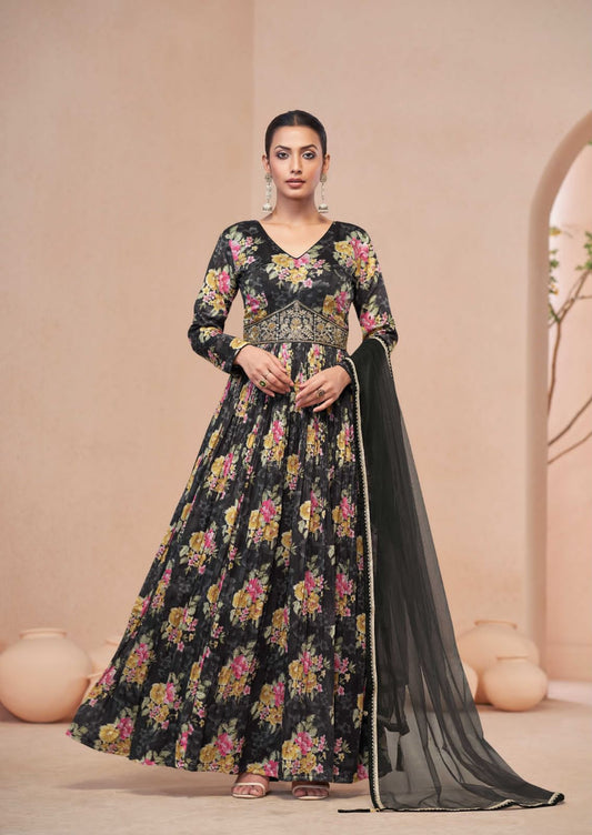 Exquisite Black Floral GSJ - Indian Dress House 786