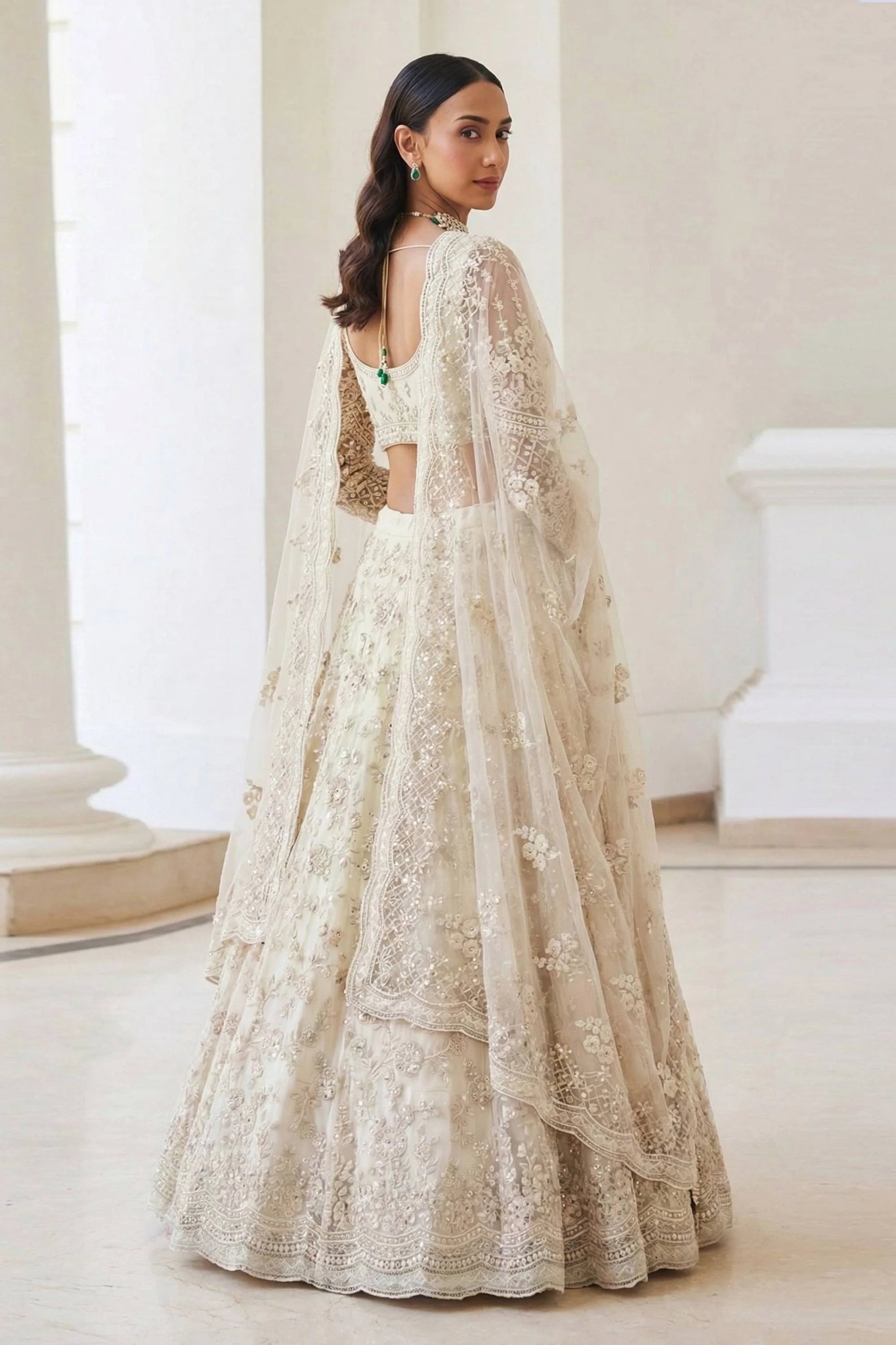 Exquisite Ivory Floral AZBL - Indian Dress House 786