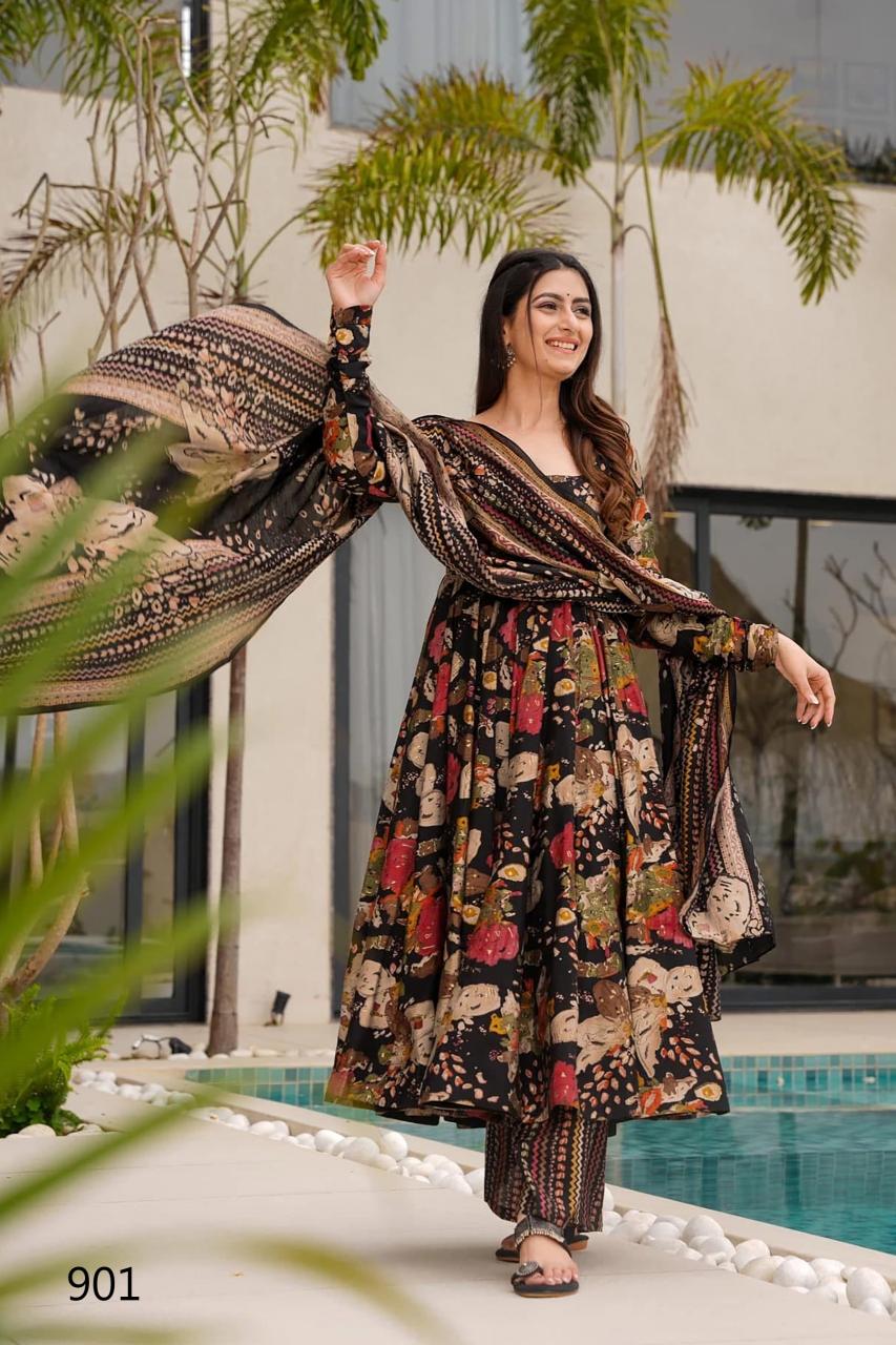 Floral Black MC LC 901 FVD - Indian Dress House 786