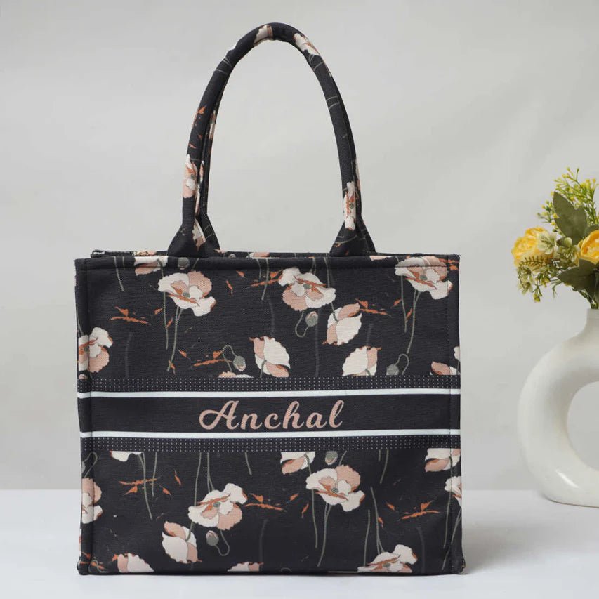 Floral Black Tote CFB - Indian Dress House 786