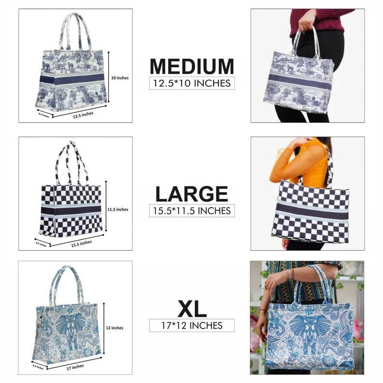 Floral Blue Sea Green Tote CFB - Indian Dress House 786