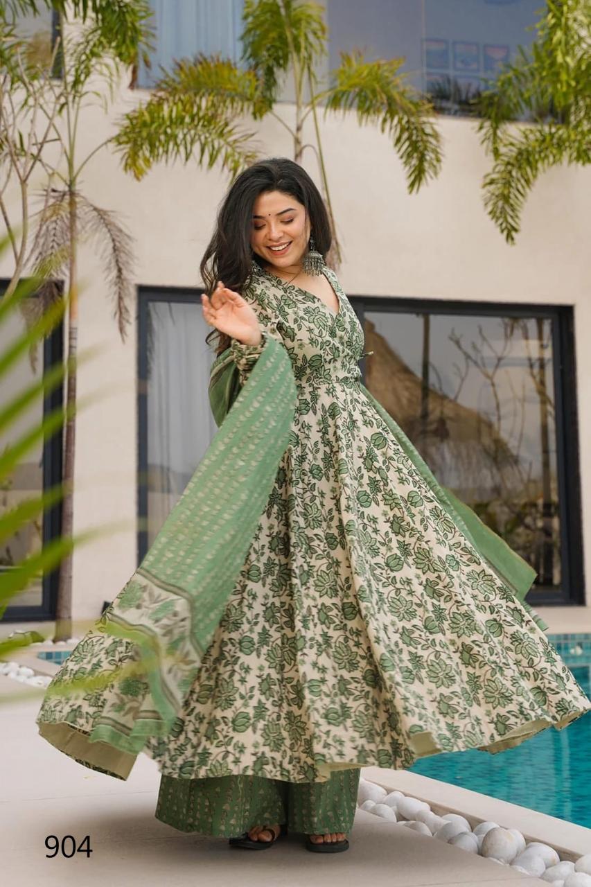 Floral Green LC 904 FVD - Indian Dress House 786