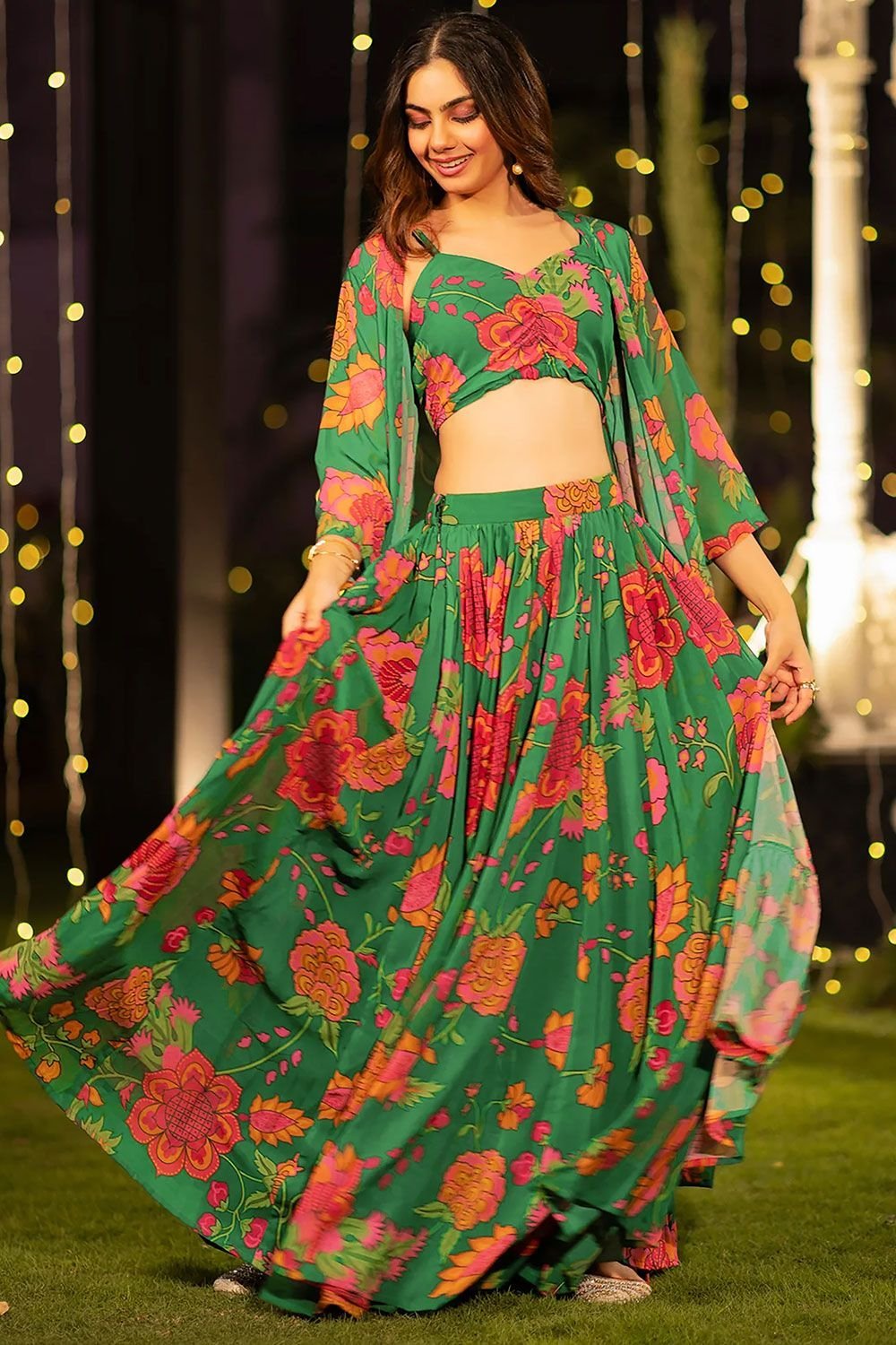 Floral Green LCY 22006 MSK - Indian Dress House 786