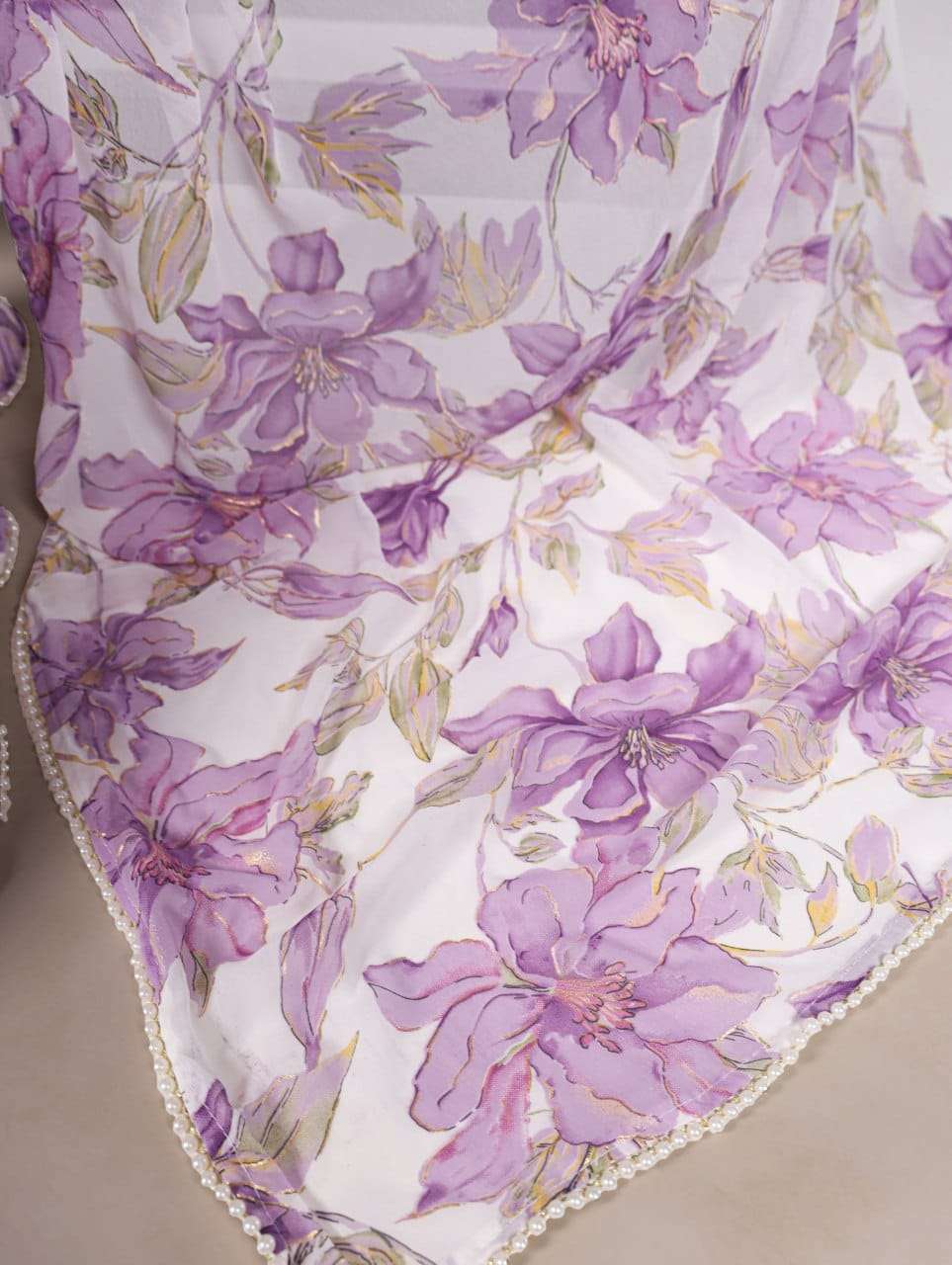 Floral Lavender YNF Saree - Indian Dress House 786