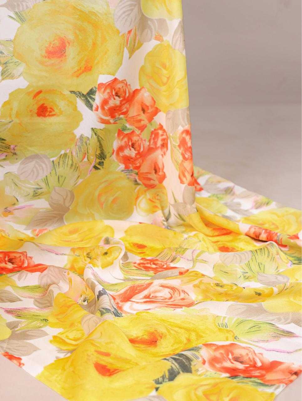 Floral Lemon Yellow YNF Saree - Indian Dress House 786