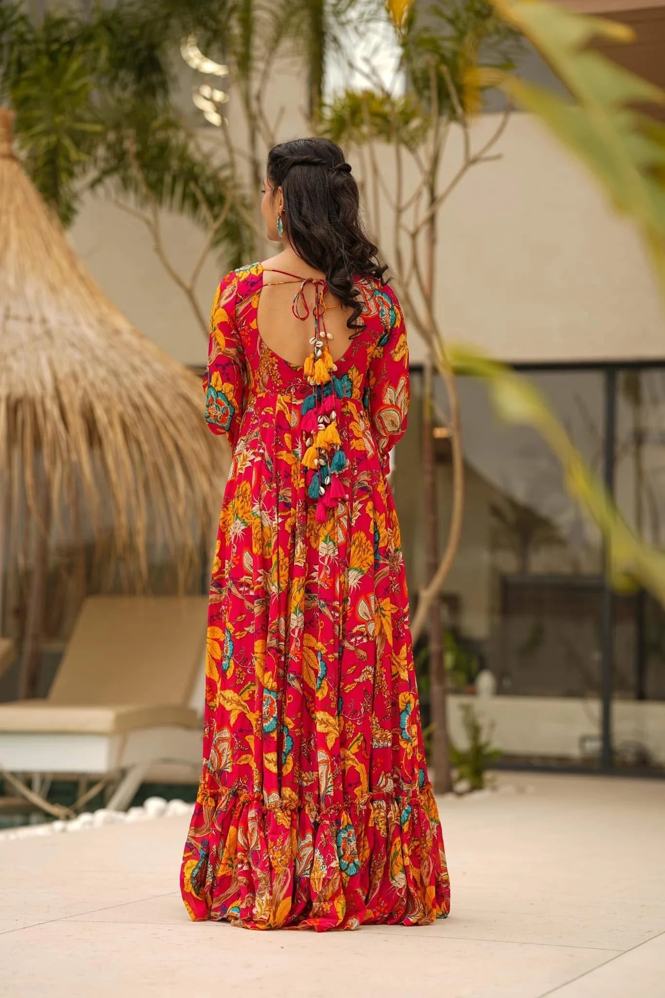 Floral Red & Yellow MC LC 11007 FVD - Indian Dress House 786