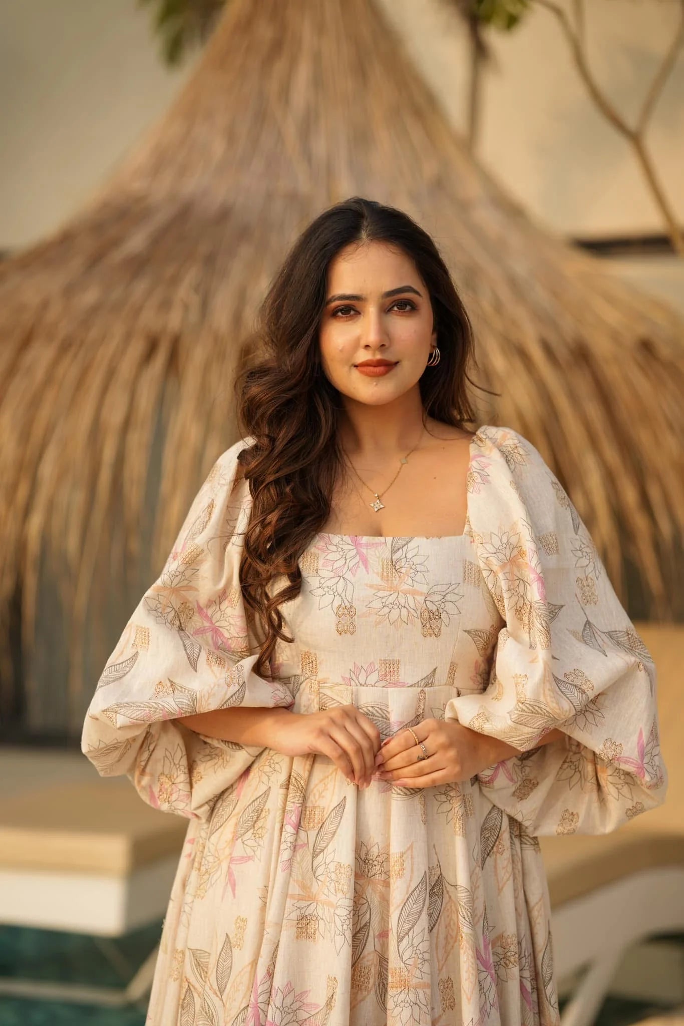 Floral Soft Beige LC 11005 FVD - Indian Dress House 786