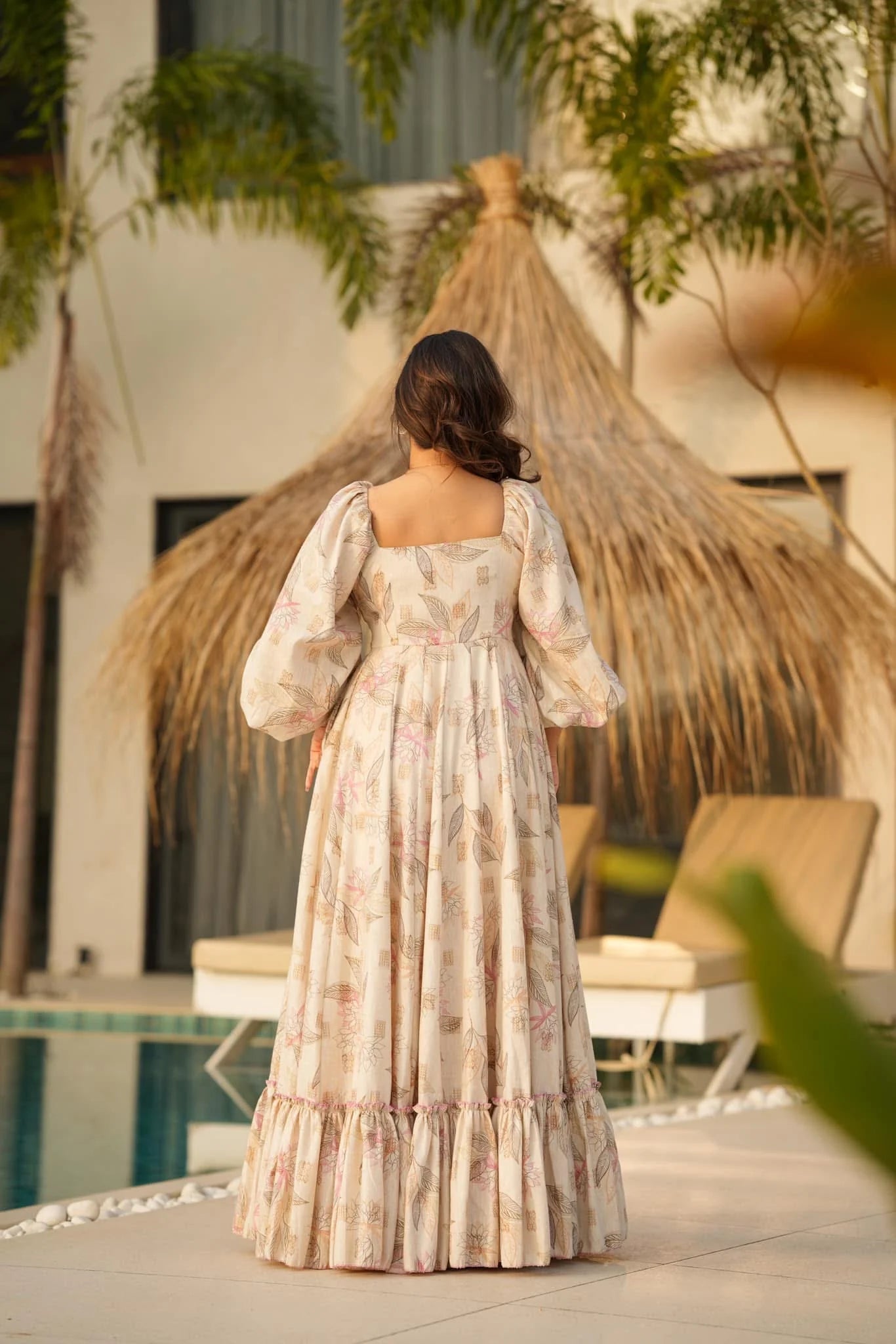 Floral Soft Beige LC 11005 FVD - Indian Dress House 786