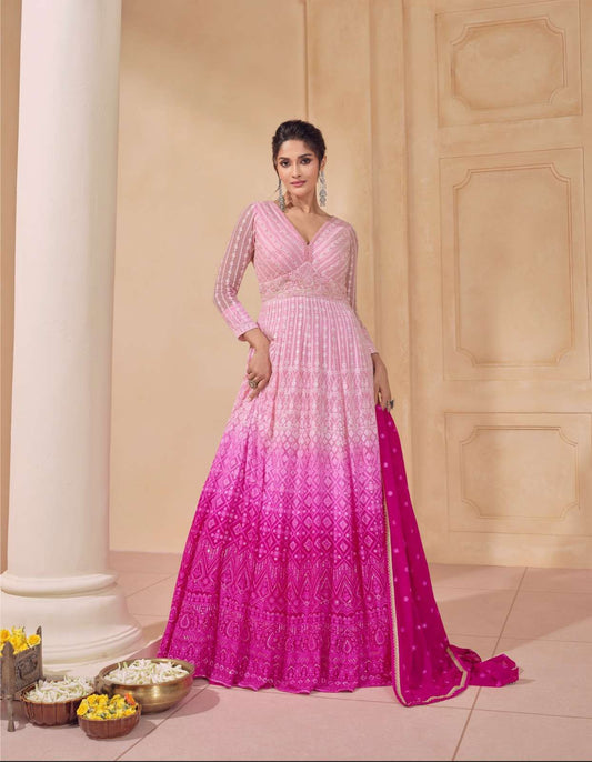 Goregous Ombre Pink & LP SYDST - Indian Dress House 786