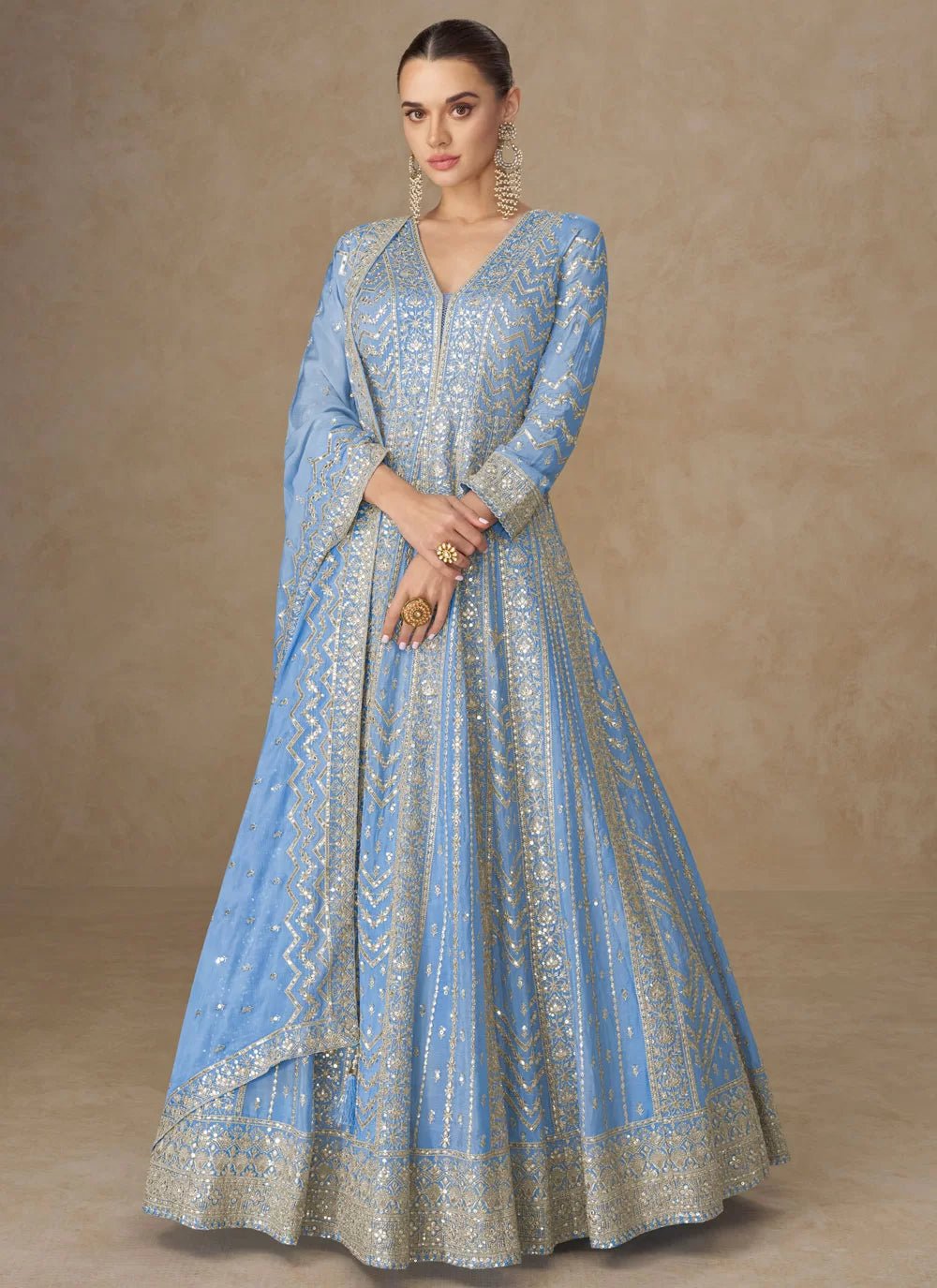 Gorgeous Baby Blue ASA - Indian Dress House 786