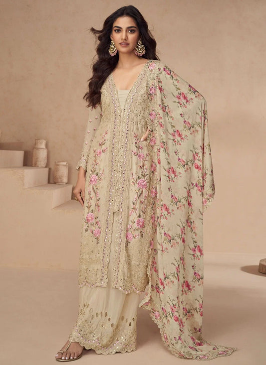 Gorgeous Beige Floral AASP - Indian Dress House 786