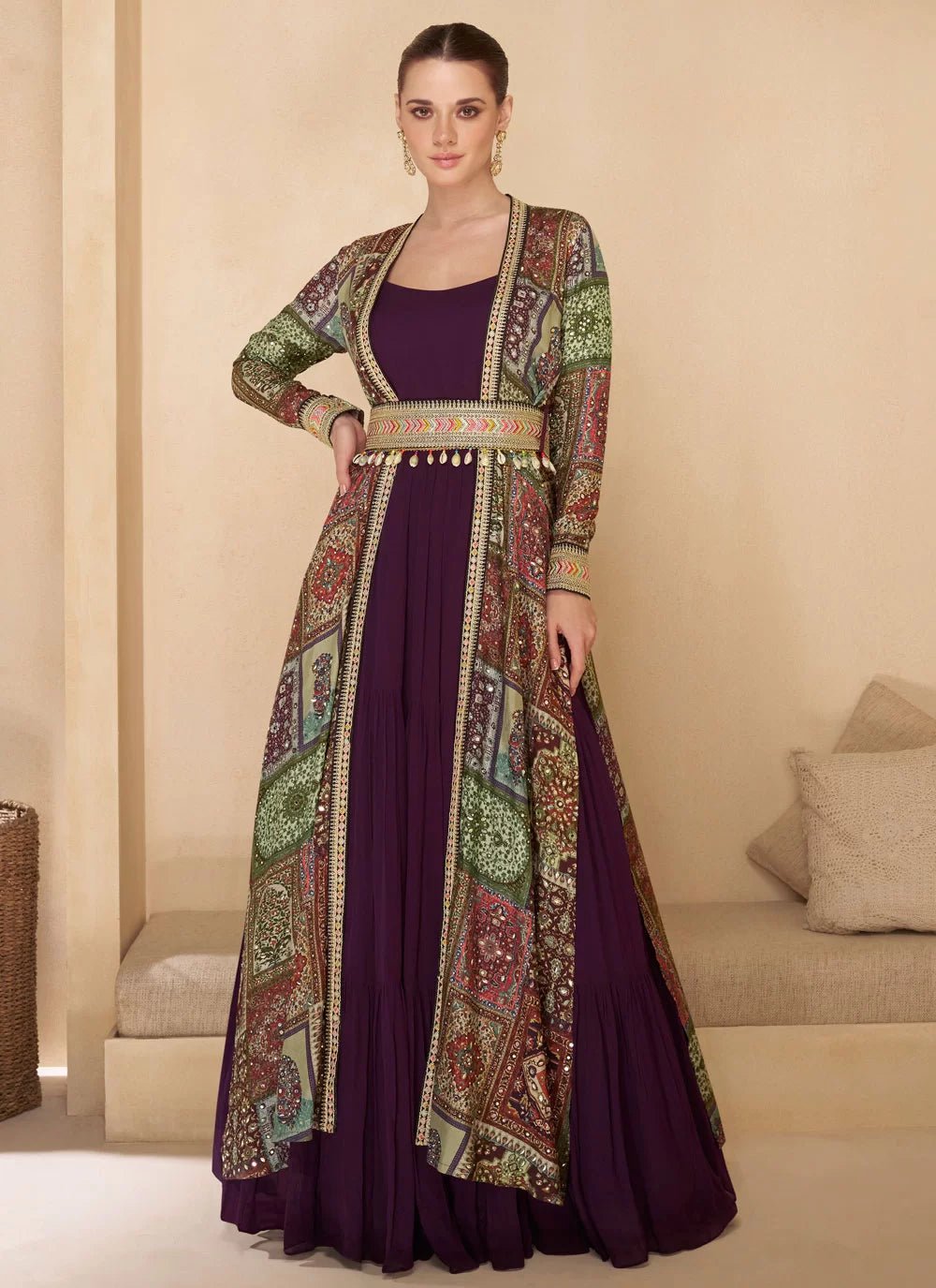 Gorgeous Brown/Purple SYME - Indian Dress House 786
