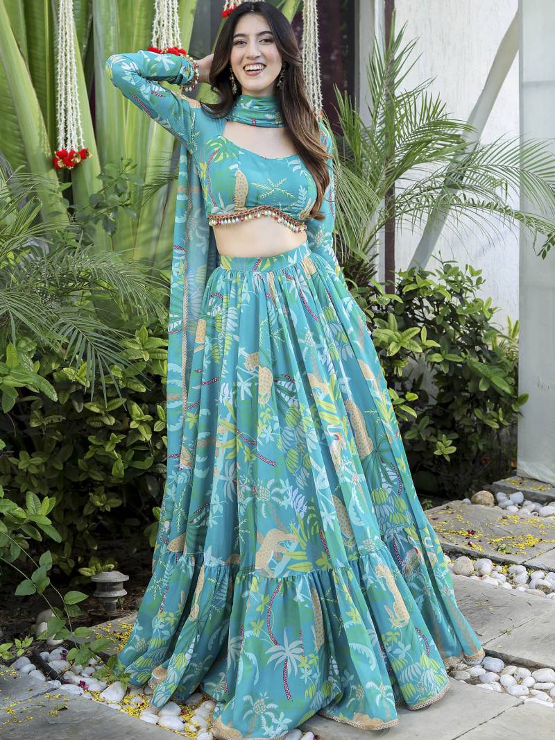 Gorgeous Floral Blue JGL - Indian Dress House 786