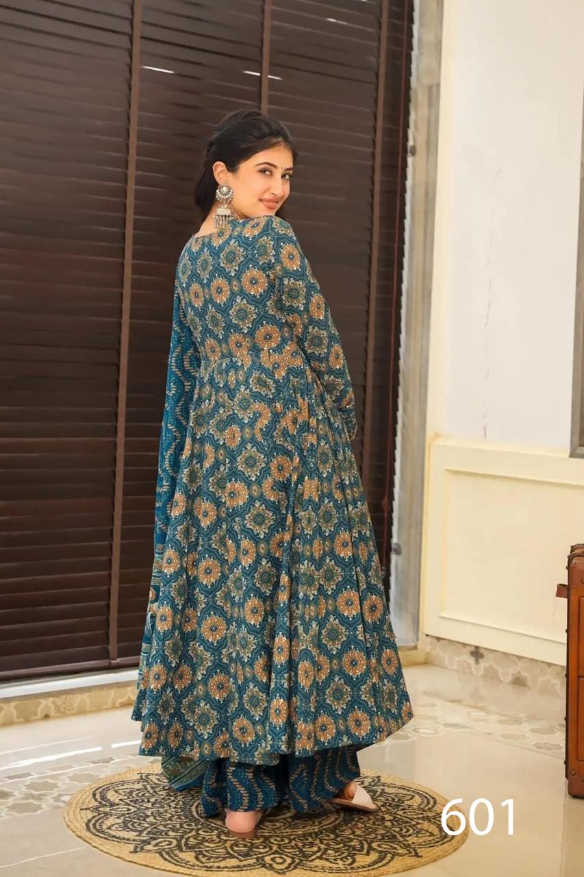 Gorgeous Floral Blue LC 601 FVD - Indian Dress House 786