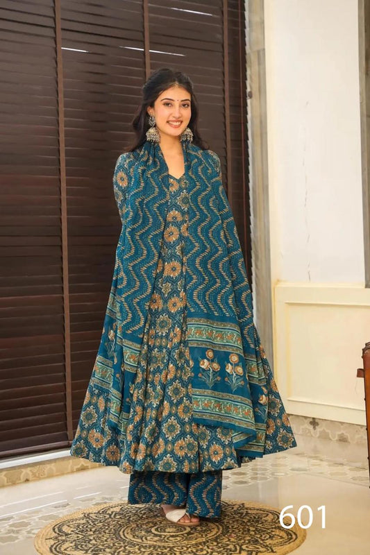 Gorgeous Floral Blue LC 601 FVD - Indian Dress House 786