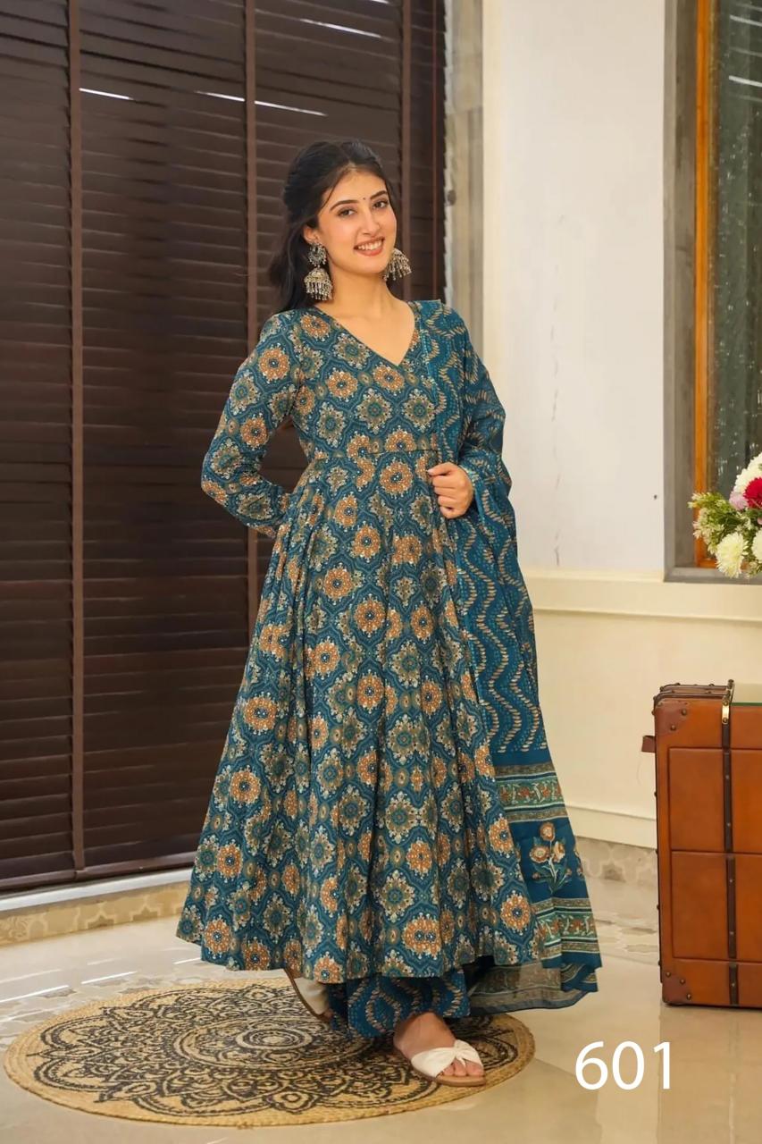 Gorgeous Floral Blue LC 601 FVD - Indian Dress House 786