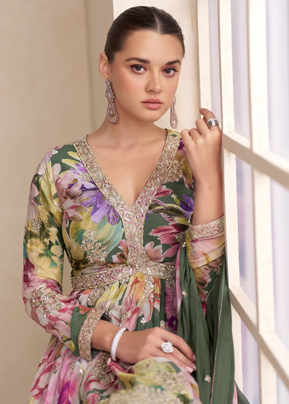 Gorgeous Floral Green GKR - Indian Dress House 786