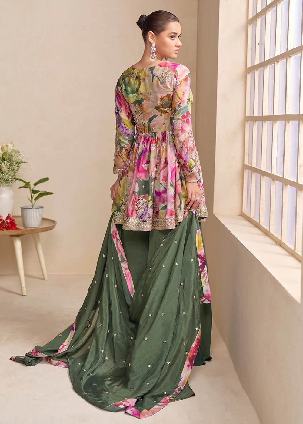 Gorgeous Floral Green GKR - Indian Dress House 786