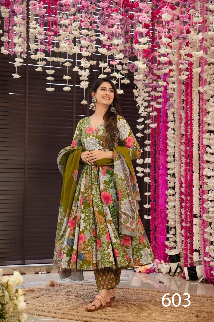 Gorgeous Floral Green LC 603 FVD - Indian Dress House 786