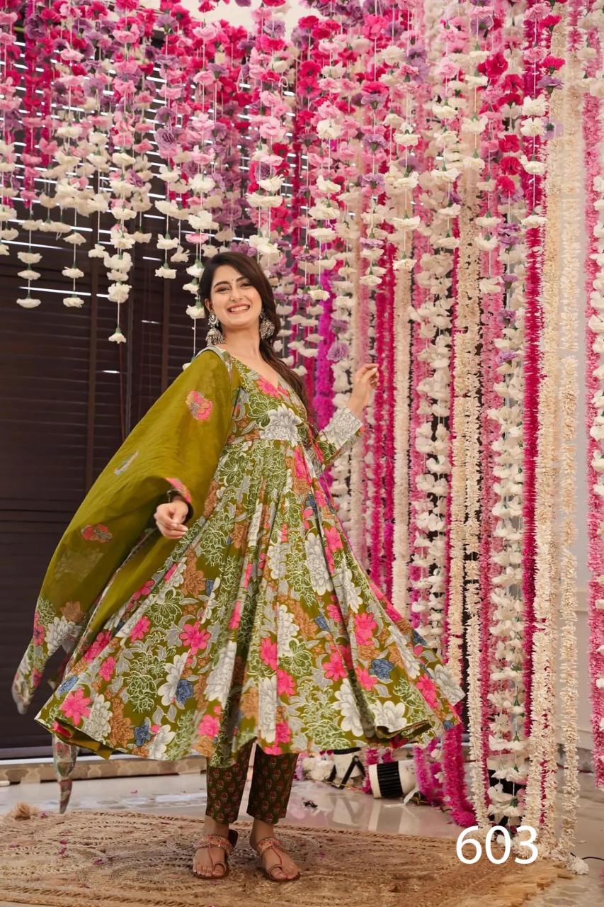 Gorgeous Floral Green LC 603 FVD - Indian Dress House 786