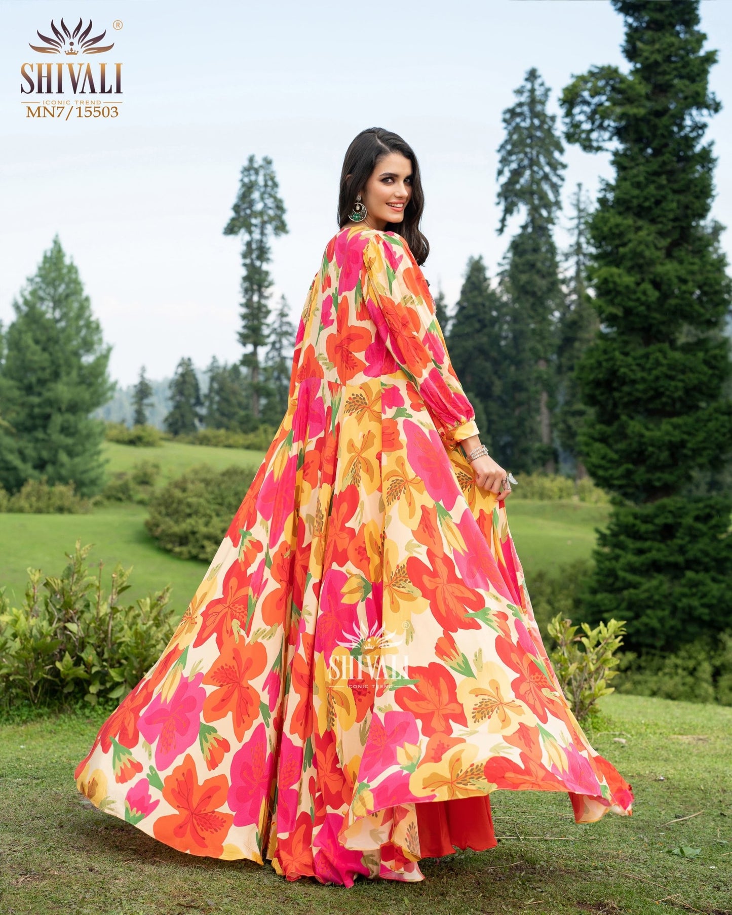 Gorgeous Floral Orange SHIV - Indian Dress House 786