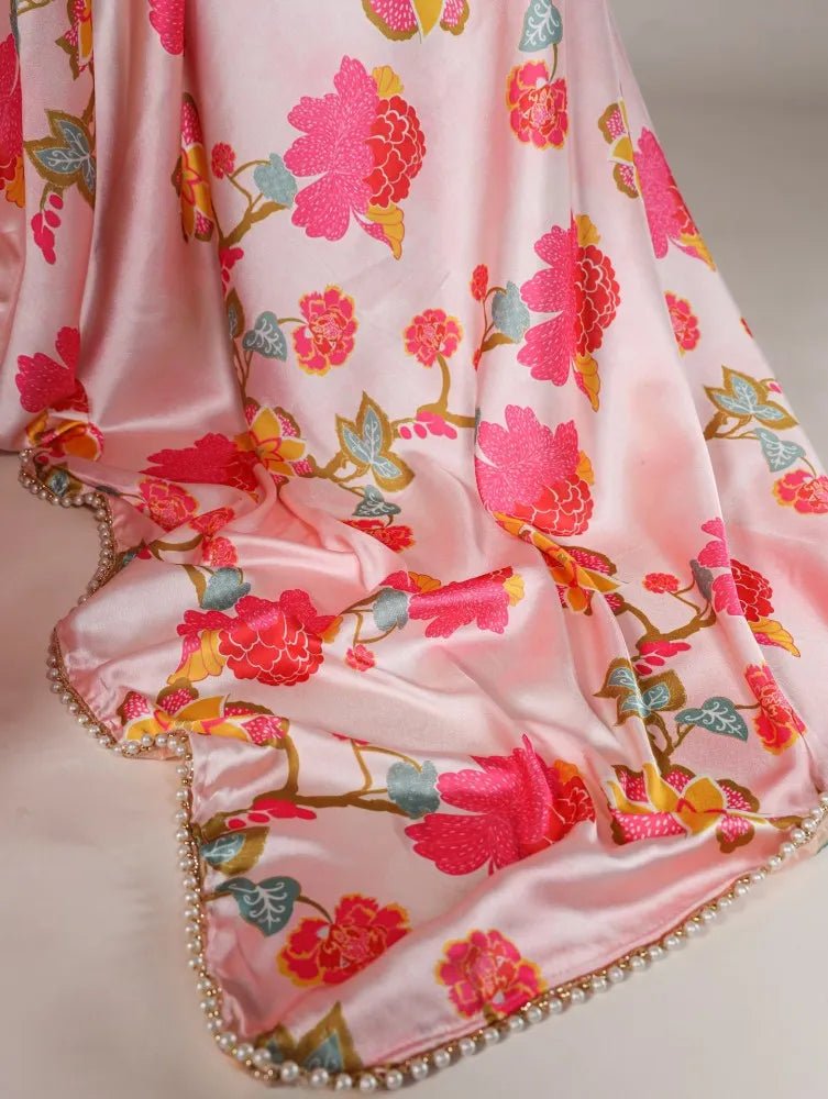 Gorgeous Floral Pink BTS Saree - Indian Dress House 786