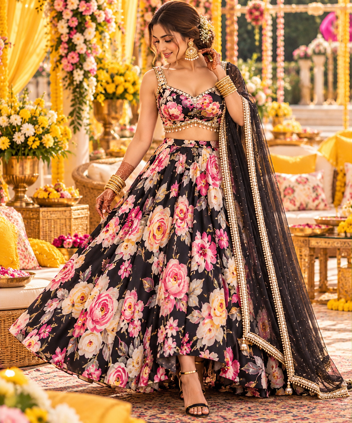 Gorgeous Floral Soft Silk DPL - Indian Dress House 786