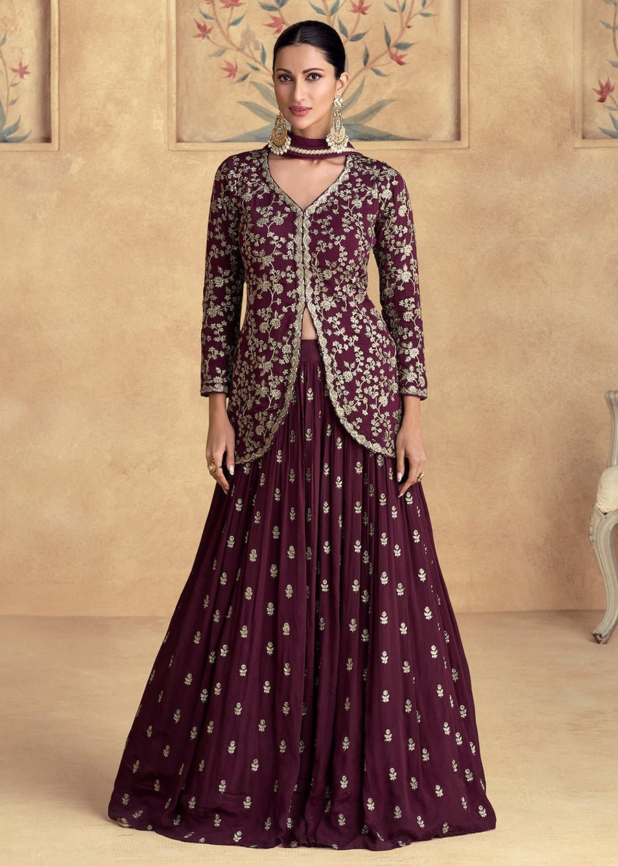 Gorgeous Floral Wine Purple ASFL - Indian Dress House 786
