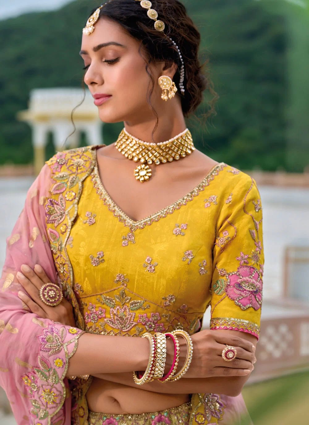 Gorgeous Floral Yellow S ANARAL - Indian Dress House 786