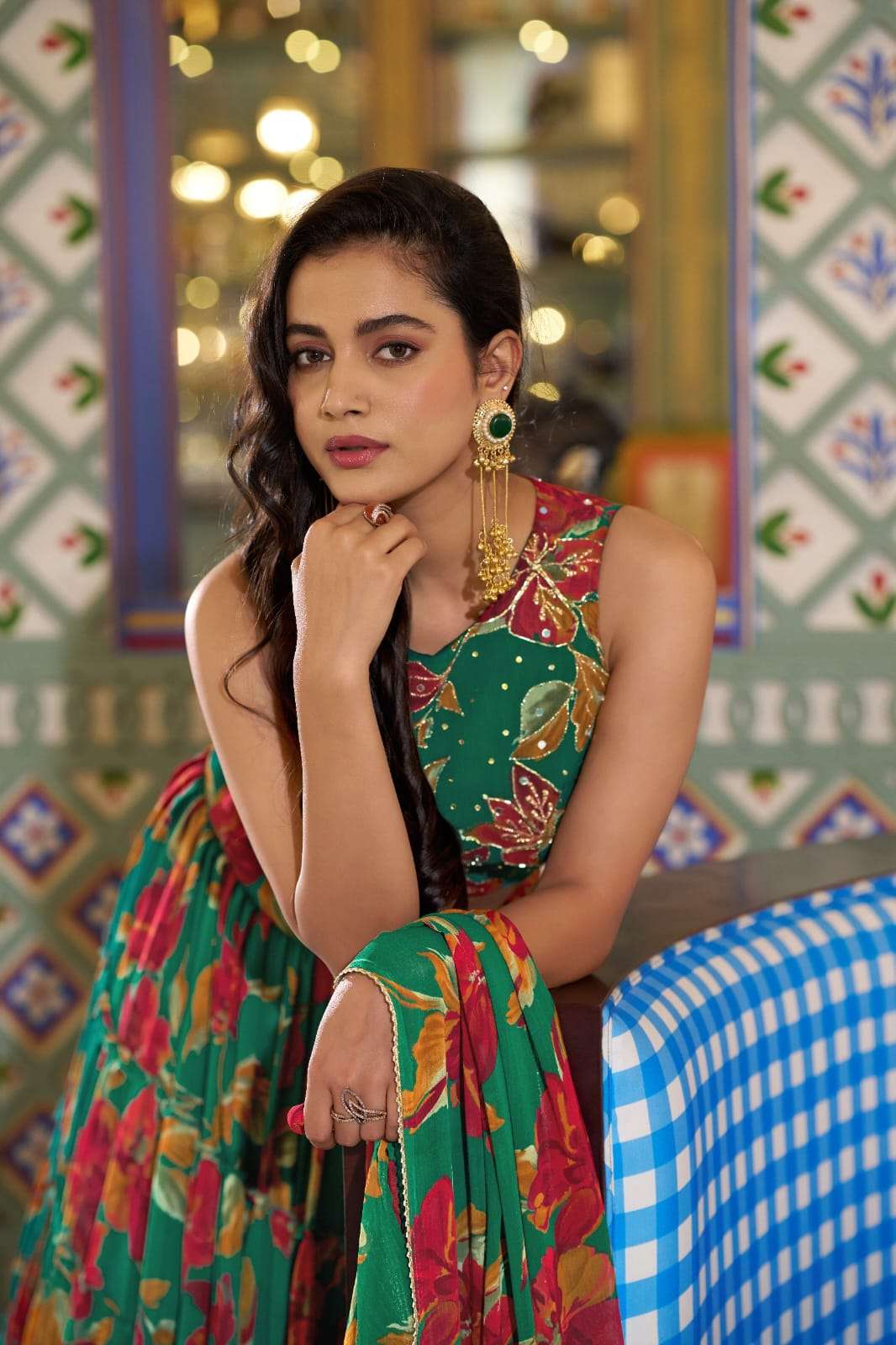 Gorgeous Green Floral Print ZNL - Indian Dress House 786