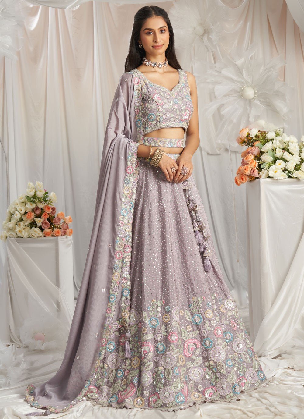 Gorgeous Lavender Floral ACL - Indian Dress House 786