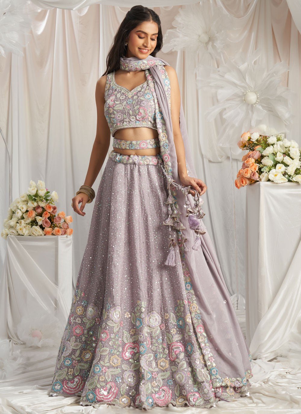 Gorgeous Lavender Floral ACL - Indian Dress House 786