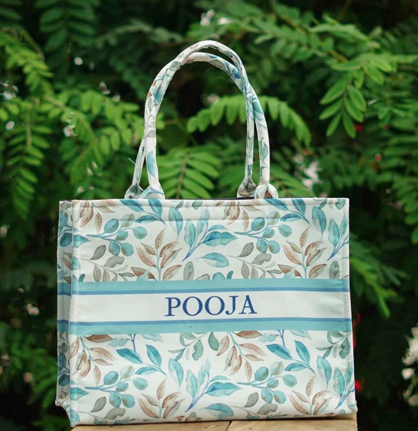 Gorgeous Light Blue Floral Tote CFB - Indian Dress House 786