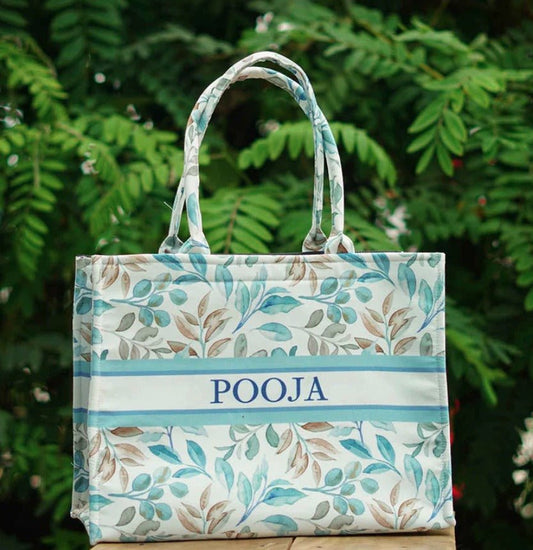 Gorgeous Light Blue Floral Tote CFB - Indian Dress House 786